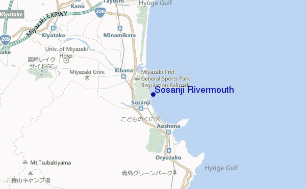 mapa de localização de Sosanji Rivermouth