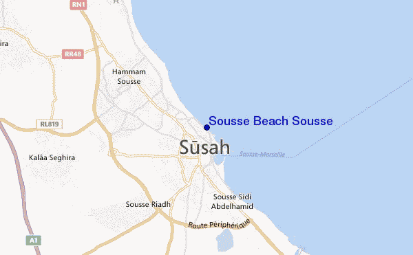 mapa de localização de Sousse Beach Sousse