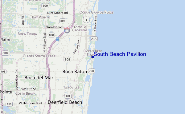 mapa de localização de South Beach Pavilion