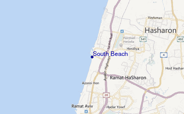 mapa de localização de South Beach