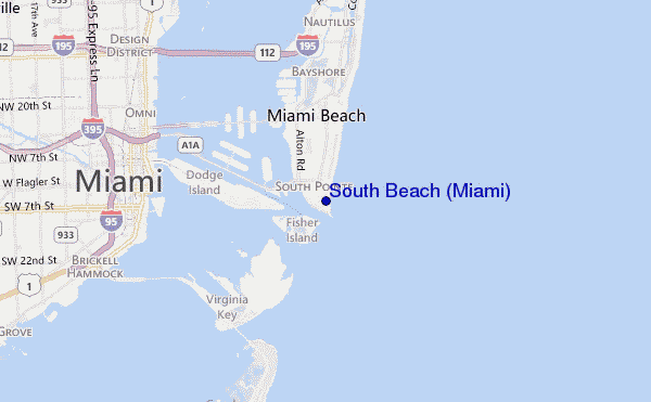mapa de localização de South Beach (Miami)