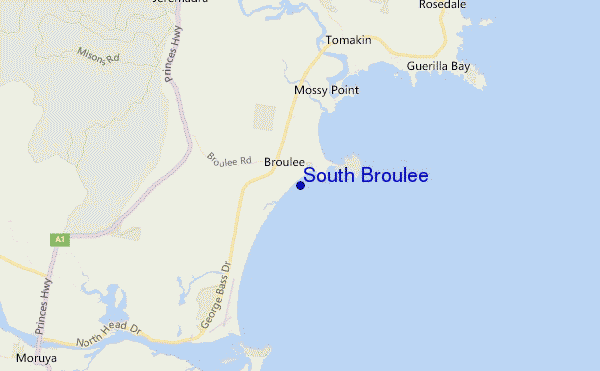 mapa de localização de South Broulee