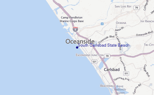 mapa de localização de South Carlsbad State Beach