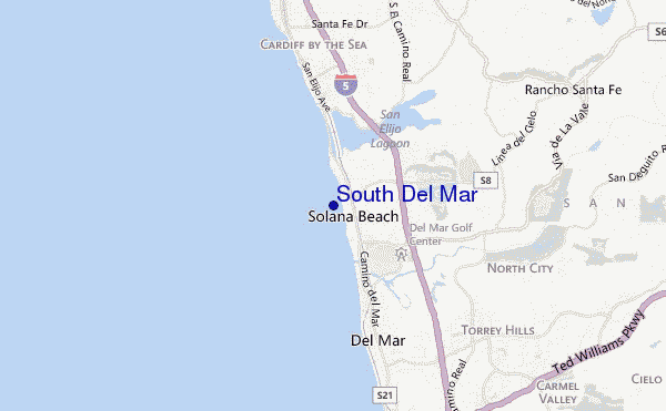 mapa de localização de South Del Mar