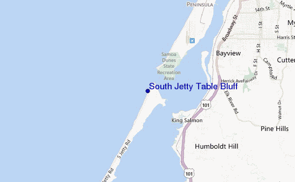 mapa de localização de South Jetty Table Bluff
