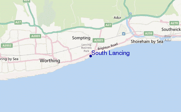 mapa de localização de South Lancing