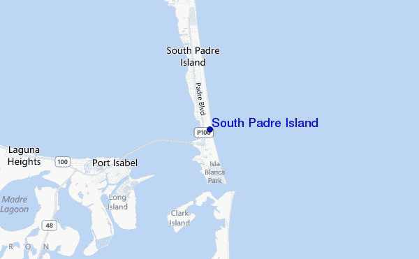 mapa de localização de South Padre Island