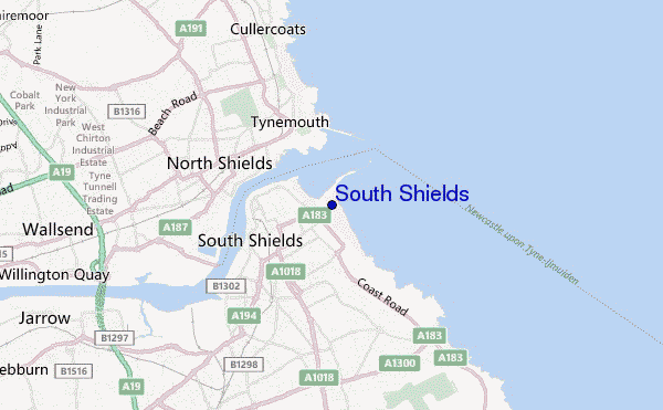 mapa de localização de South Shields