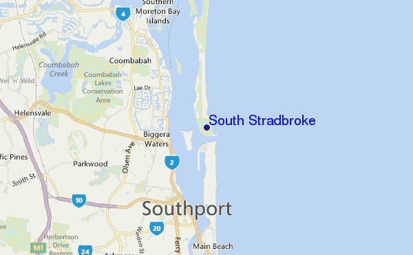 mapa de localização de South Stradbroke