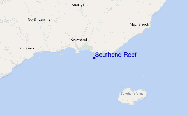 mapa de localização de Southend Reef