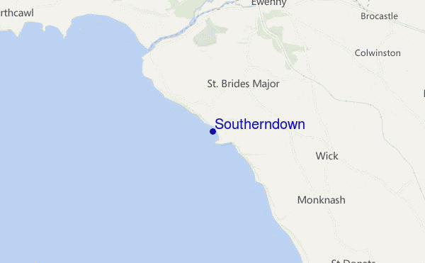 mapa de localização de Southerndown