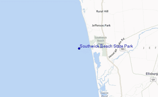 mapa de localização de Southwick Beach State Park