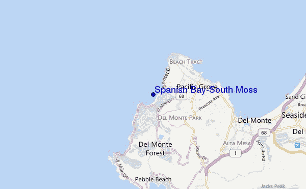 mapa de localização de Spanish Bay-South Moss
