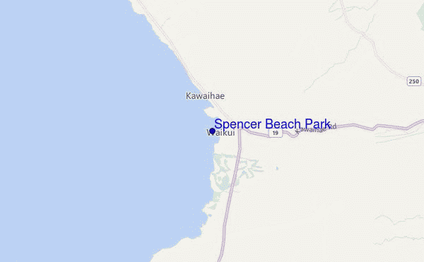 mapa de localização de Spencer Beach Park