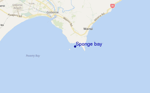 mapa de localização de Sponge bay