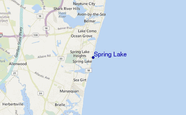 mapa de localização de Spring Lake