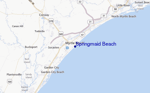 Springmaid Beach Location Map