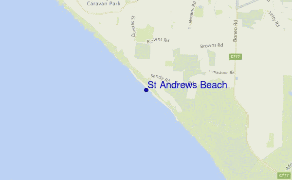 mapa de localização de St Andrews Beach