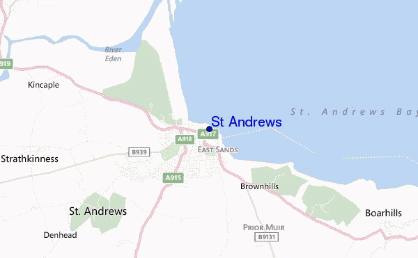 mapa de localização de St Andrews