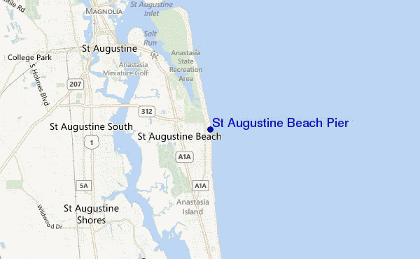 mapa de localização de St Augustine Beach Pier