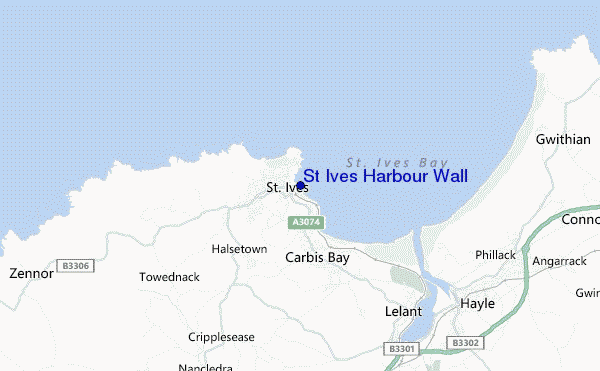 mapa de localização de St Ives Harbour Wall