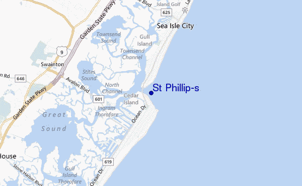 mapa de localização de St Phillip's
