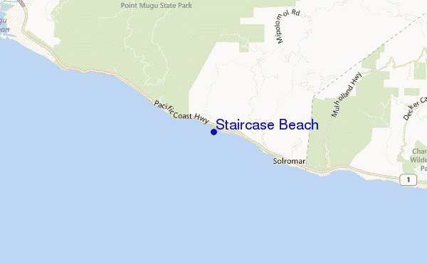 mapa de localização de Staircase Beach