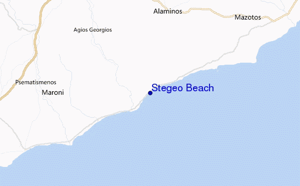 mapa de localização de Stegeo Beach