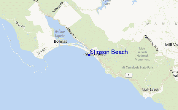 mapa de localização de Stinson Beach