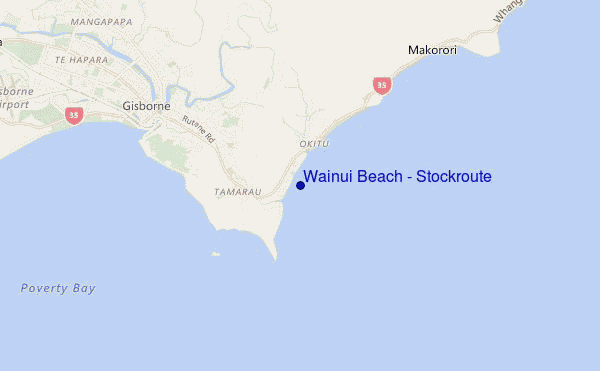 mapa de localização de Wainui Beach - Stockroute