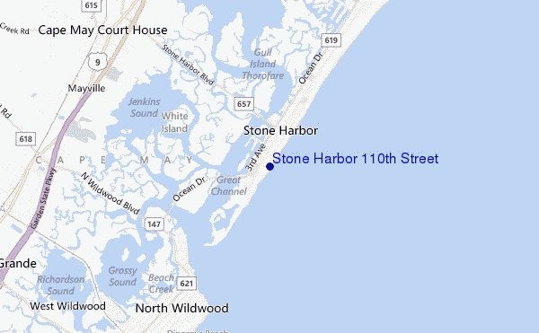 mapa de localização de Stone Harbor 110th Street