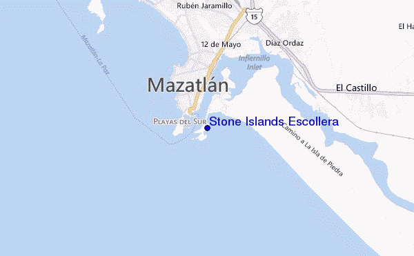 mapa de localização de Stone Islands Escollera