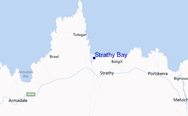mapa de localização de Strathy Bay