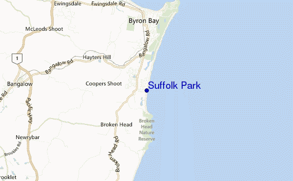 mapa de localização de Suffolk Park