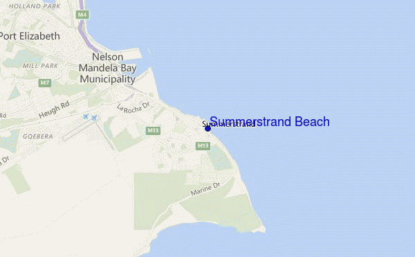 mapa de localização de Summerstrand Beach