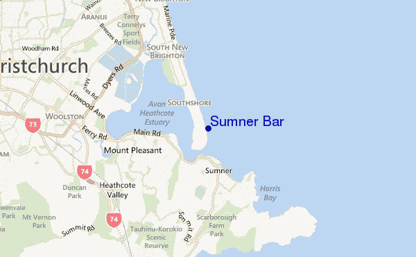 mapa de localização de Sumner Bar