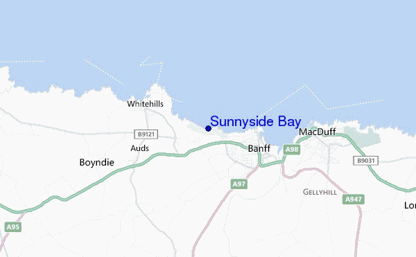 mapa de localização de Sunnyside Bay