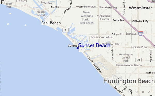 mapa de localização de Sunset Beach