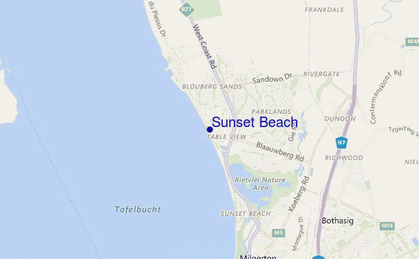 mapa de localização de Sunset Beach