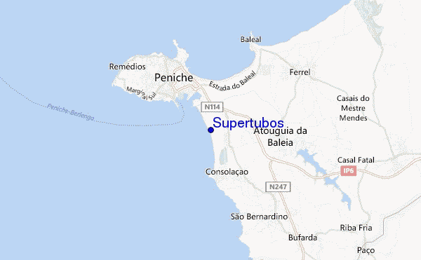 mapa de localização de Supertubos