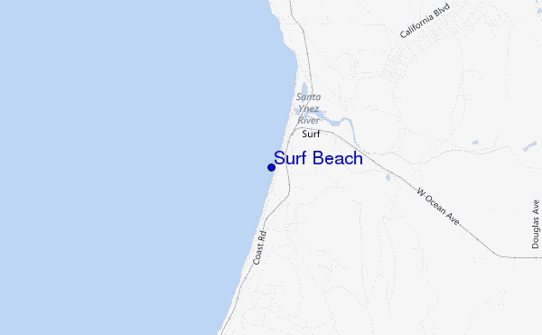 mapa de localização de Surf Beach