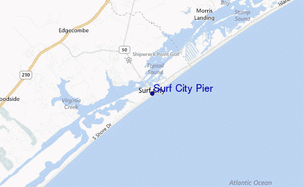 mapa de localização de Surf City Pier