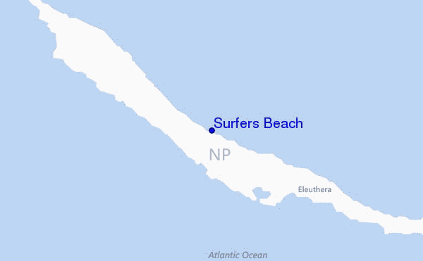 mapa de localização de Surfers Beach