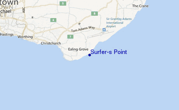 mapa de localização de Surfer's Point