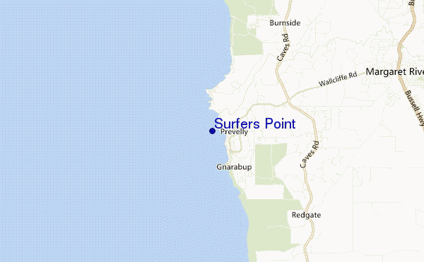 mapa de localização de Surfers Point