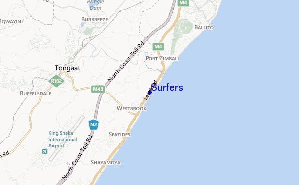 mapa de localização de Surfers