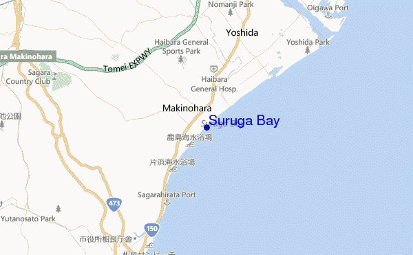 mapa de localização de Suruga Bay