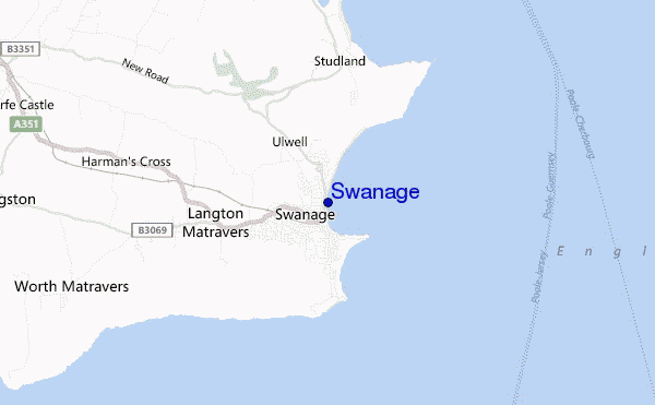 mapa de localização de Swanage