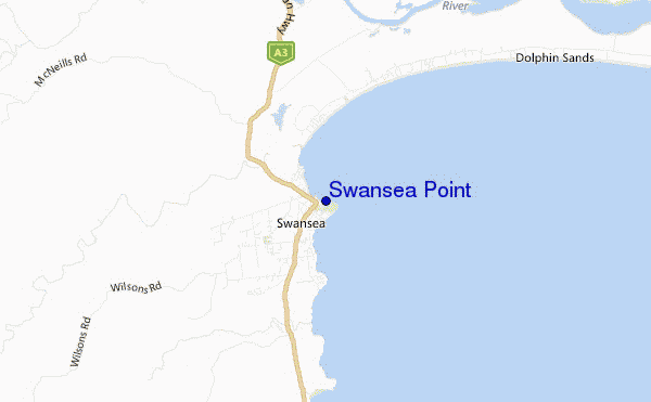 mapa de localização de Swansea Point