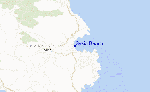 mapa de localização de Sykia Beach